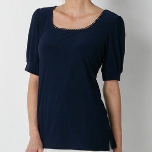 New w/o Tags Nina Leonard Elbow Balloon Sleeve Top - Size Medium